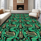Emerald Black Cream Abstract Symmetry Rug