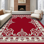 Crimson Ivory Elaborate Scroll Frame Rug