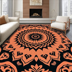 Coral Black Intricate Mandala Rug