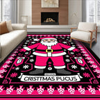 Vibrant Pink Santa Claus Folklore Rug