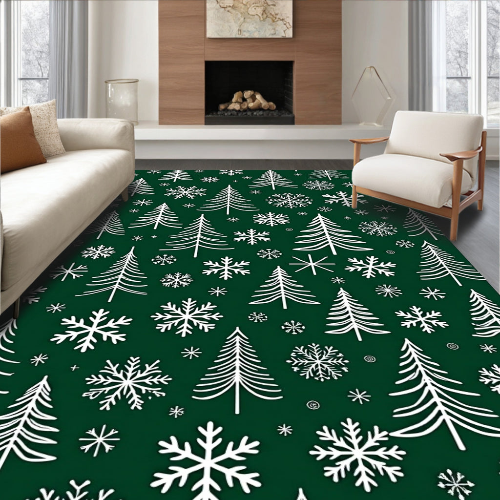 Winter Wonderland Tree Snowflakes Rug