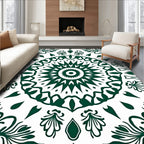 Forest Green Mandalas Floral Symmetry Rug