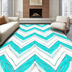 Chevron Aqua Feather Lines Rug