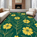 Golden Yellow Floral Stem Garden Rug