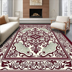 Crimson Botanical Medallion Frame Rug