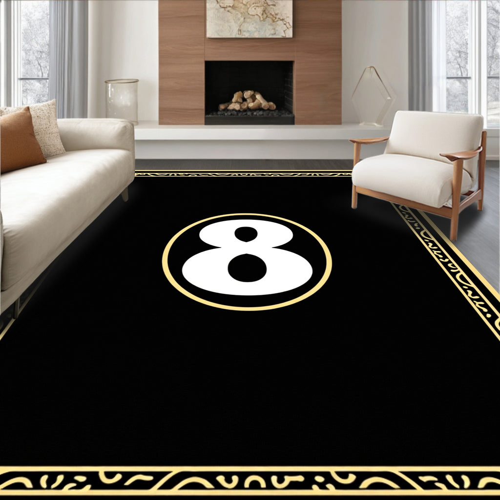 Bold Black White Number Eight Frame Rug