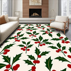 Festive Holly Berry Sprigs Rug