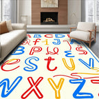 Playful Alphabet Red Blue Yellow Letters Rug