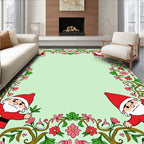 Whimsical Santa Gnome Floral Vine Rug