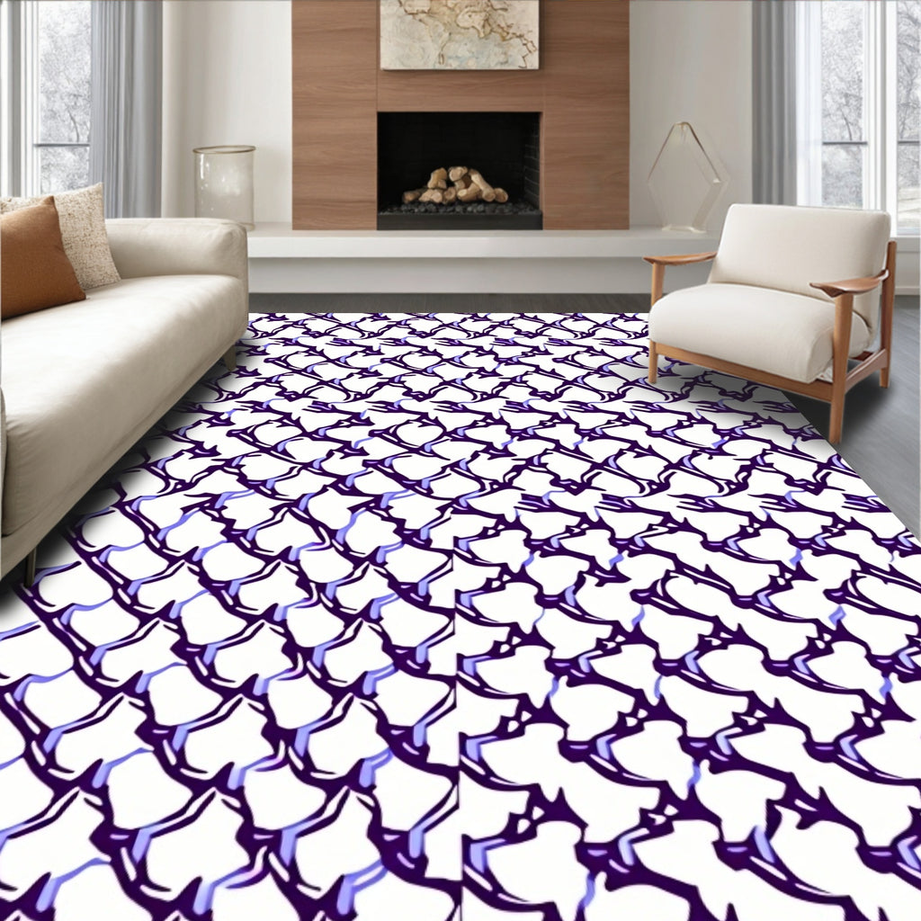 Deep Plum Intersecting Chain Rug