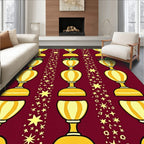 Golden Trophy Stars on Burgundy Background Rug