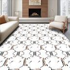 Abstract Hexagonal Circuit Board White Rug
