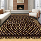 Rich Chocolate Geometric Lattice Border Rug