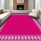 Vibrant Fuchsia Floral Border Rug