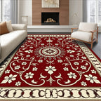 Deep Red Abundant Floral Lattice Rug