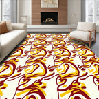 Crimson Yellow Swirl Abstraction Rug