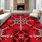 Crimson Starburst Mandala Red Black White Rug