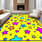 Vibrant Yellow Stars Hearts Rug