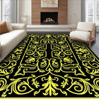 Yellow Floral Vine Frame Rug