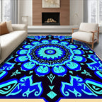 Vibrant Blue Floral Mandala Medallion Rug