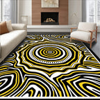 Bold Yellow Concentric Sunburst Rug