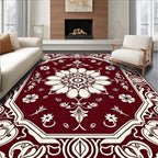Crimson Botanical Emblem BorderRug Rug