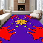 Vibrant Red Cats Yellow Bloom Medallion Rug