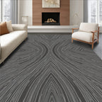 Dark Gray Abstract Wood Grain Rug