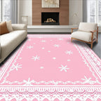 Pink Snowflake Lace Border Rug