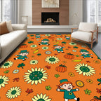 Orange Autumn Children Floral Pumpkin Rug