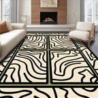 Abstract Cream Black Organic Window Rug