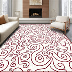 Crimson Swirls and Spirals Artwork Rug