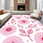 Pink Petal Daisy Branches Swirl Rug