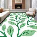 Lush Green Vine Leaf Pattern Rug