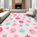 Pink Teal Seashell Starfish Abloom Rug