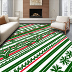 Diagonal Green Red White Nature Stripes Rug