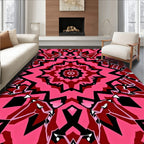 Gothic Pink Black Starburst Kaleidoscope Rug