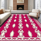 Raspberry Cream Tribal Diamond Border Rug