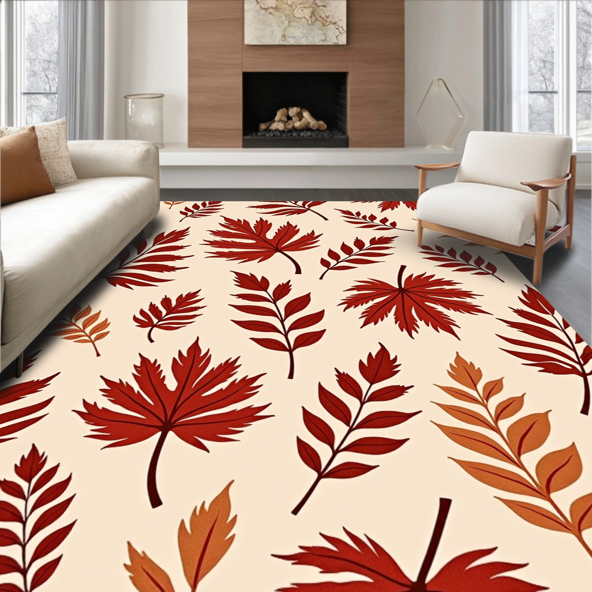 Crimson Autumn Leaf Medley Rug