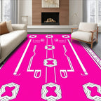 Hot Pink Geometric Hexagonal Medallion Rug