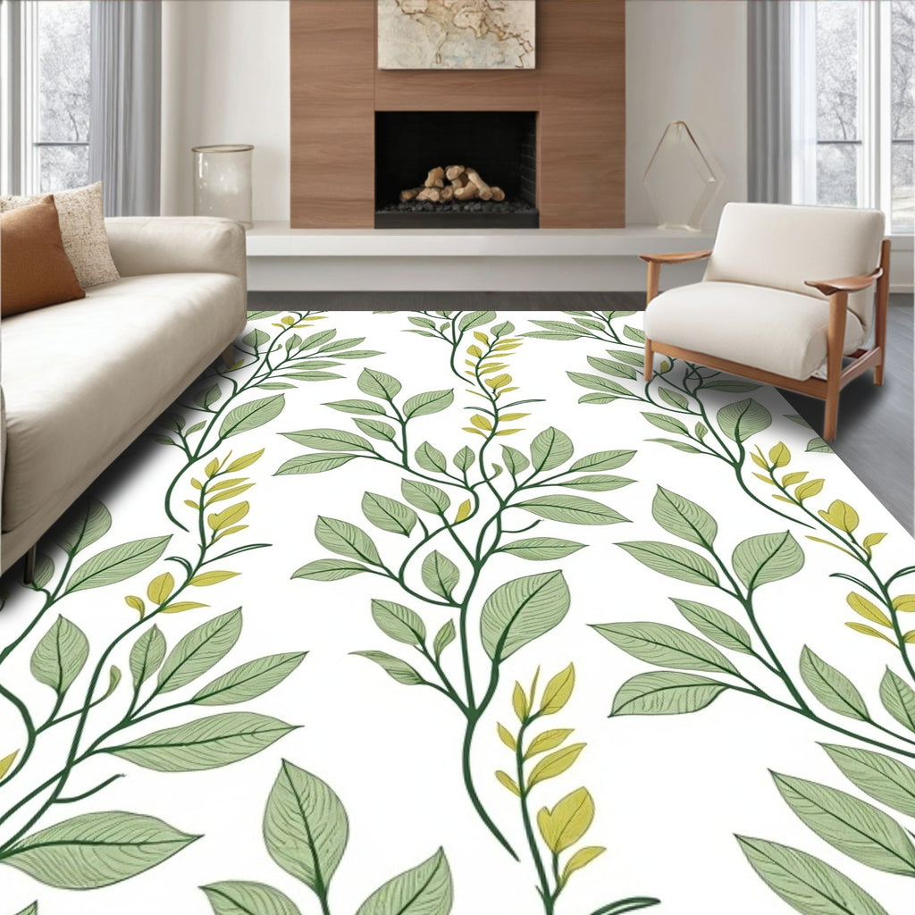 Green Leafy Botanical Vine Repeats Rug