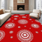 Crimson White Floral Burst Collage Rug