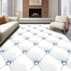White Button Diamond Tufted Rug