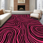 Bold Pink Black Swirl Rug