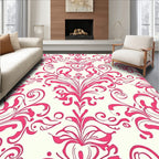 Deep Pink Floral Damask Swirl Rug