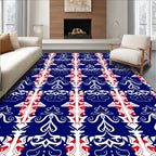 Royal Blue and Crimson Damask Rug