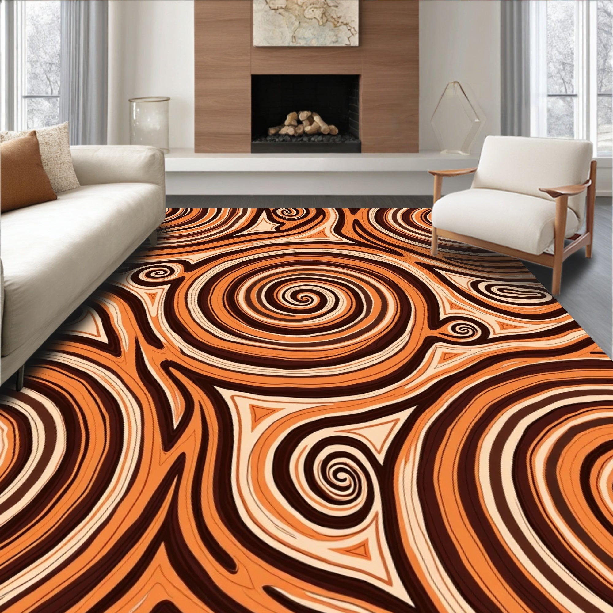 Warm Earth Tones Swirl Rug