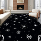 Black White Starburst Corners Rug