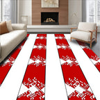 Bold Red White Jagged Stripe Rug