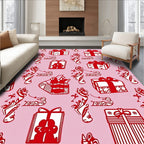 Red Gift Boxes Pink Background Rug